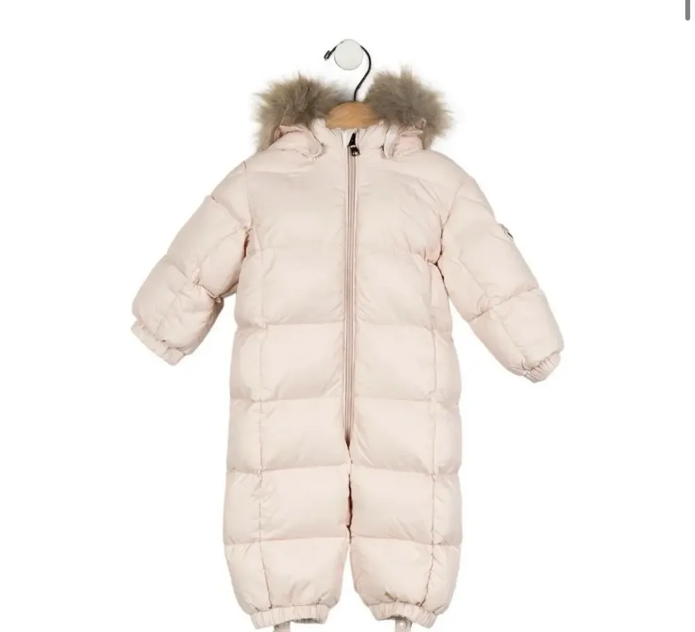 Moncler Enfant pale pink With Fur Hood baby/infant snowsuit Girls Size 6-9M